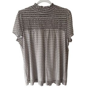 Belldini Black Green Pink White Geometric Patterned Blouse Size XL Business NEW